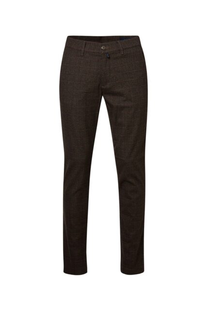 Chinosy Calais Brązowe w Kratę Pierre Cardin