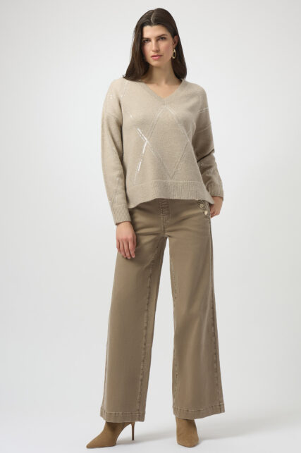 Jeansy o Kroju Wide Leg Beżowe Joseph Ribkoff