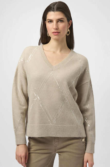 Sweter V-neck Beżowy Joseph Ribkoff