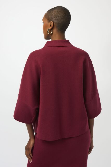 Sweter z Kołnierzykiem Polo Bordowy Joseph Ribkoff