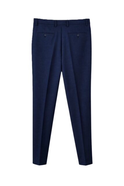 Granatowe Spodnie Garniturowe z Lnu i Bawełny Paulo