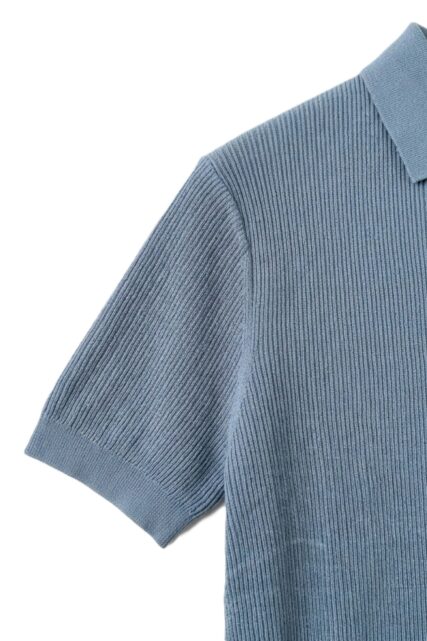 Dzianinowe Polo z Bawełny Niebiesko-Szare Paulo