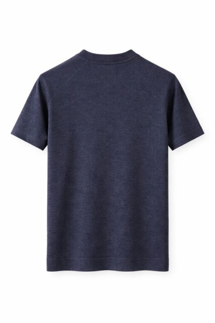 Granatowy T-shirt z Kieszonką Paulo