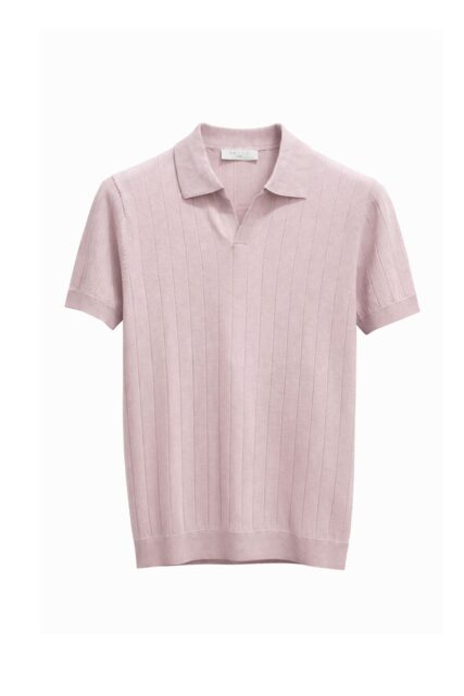 Różowe Dzianinowe Polo z Jedwabiem Paulo