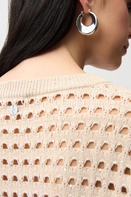 Beżowa Bluzka o Ażurowym Splocie Joseph Ribkoff