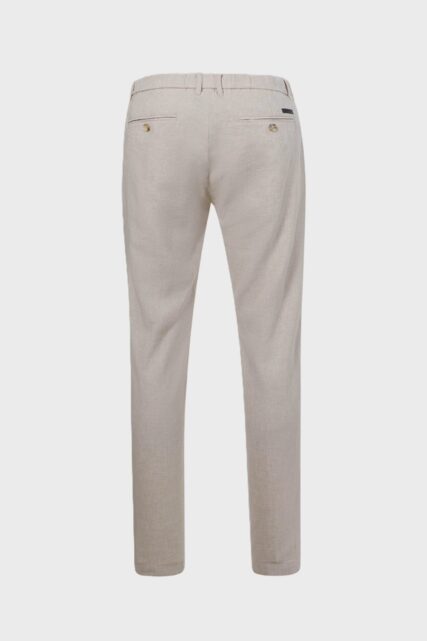Beżowe Chinosy z Mieszanki Lnu Pierre Cardin