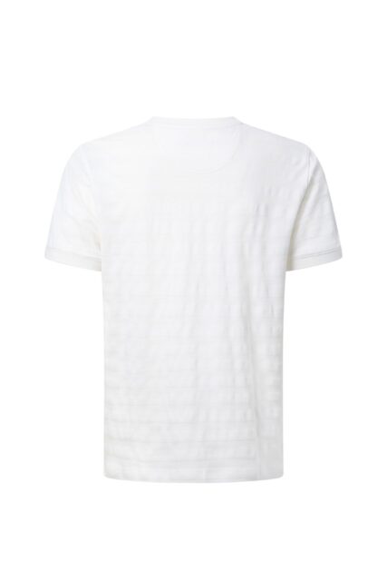 Biały T-shirt ze Strukturą Pierre Cardin