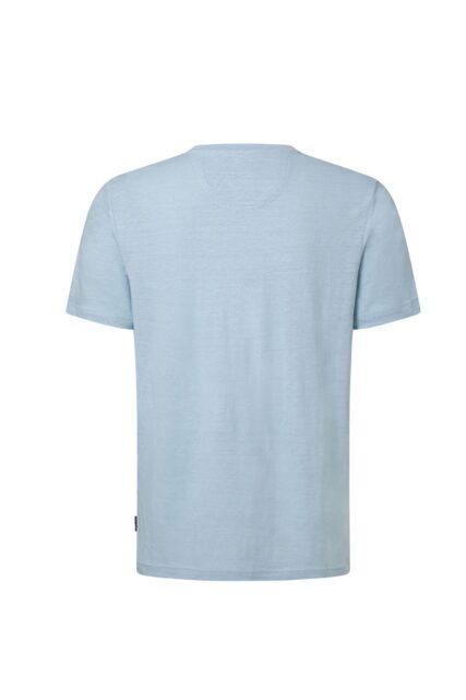 Jasnoniebieski T-shirt z Mieszanki Lnu Pierre Cardin