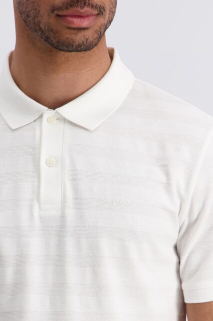 Białe Polo ze Strukturą Pierre Cardin