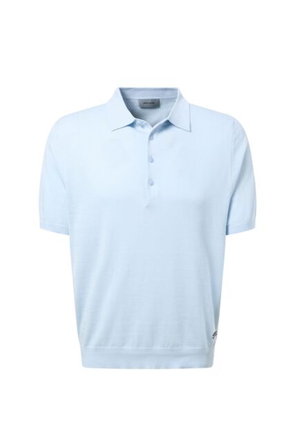 Błękitne Dzianinowe Polo Pierre Cardin
