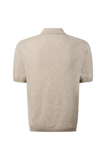 Dzianinowe Polo z Lnem Beżowe Pierre Cardin