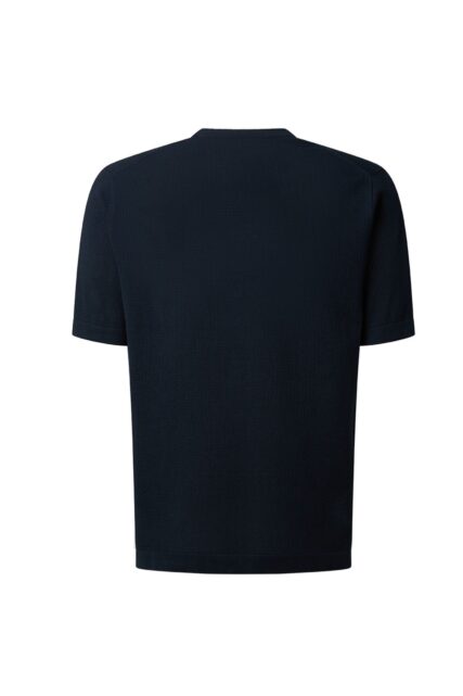 Granatowy T-shirt ze Strukturą Pierre Cardin