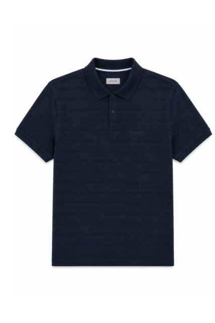 Granatowe Polo ze Strukturą Pierre Cardin