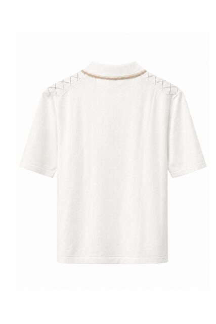 Białe Dzianinowe Polo w Romby Pierre Cardin