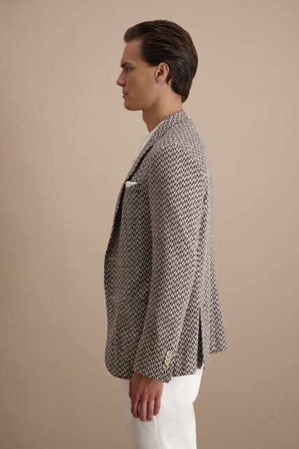 Marynarka w Jodełkę z Lnu i Bawełny Baldessarini