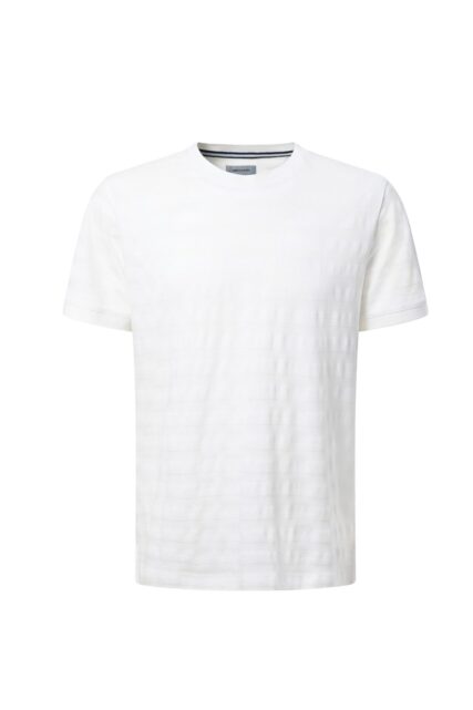 Biały T-shirt ze Strukturą Pierre Cardin