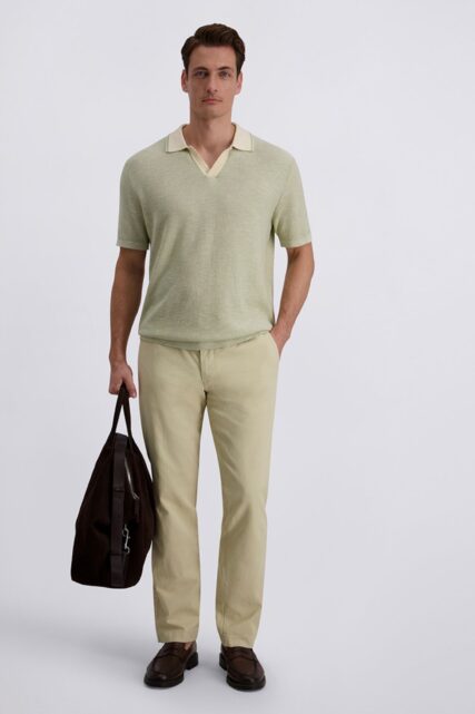 Jasnozielona Koszulka Polo V-neck Pierre Cardin
