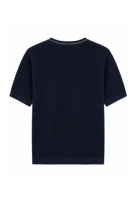Granatowy T-shirt ze Strukturą Pierre Cardin