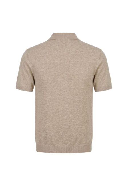 Dzianinowe Polo z Lnem Beżowe Pierre Cardin