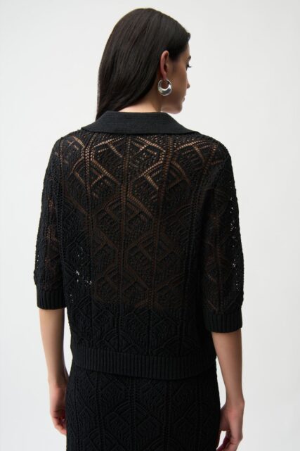 Czarny Ażurowy Sweter Joseph Ribkoff