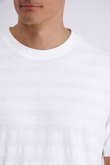 Biały T-shirt ze Strukturą Pierre Cardin