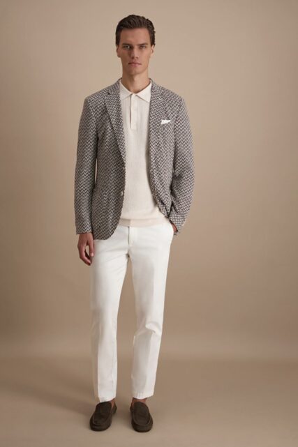 Marynarka w Jodełkę z Lnu i Bawełny Baldessarini