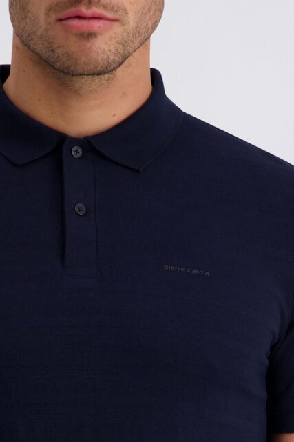Granatowe Polo ze Strukturą Pierre Cardin