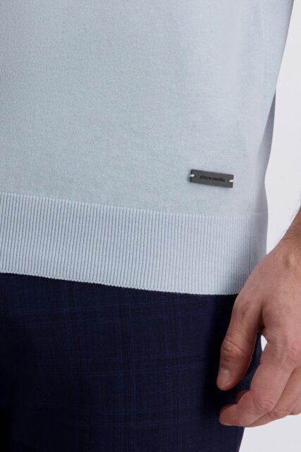 Błękitne Dzianinowe Polo Pierre Cardin
