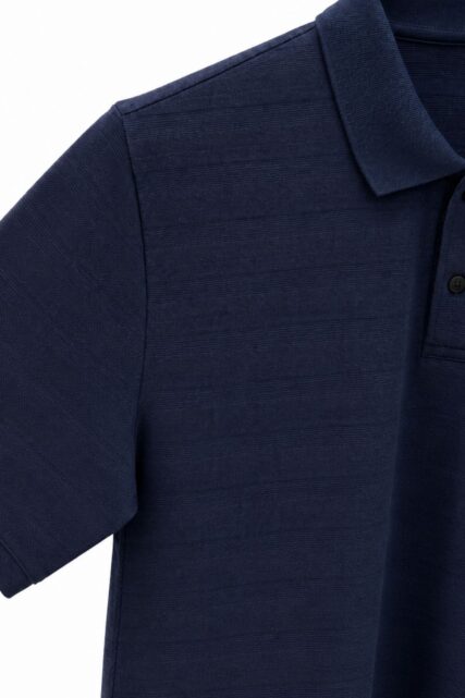 Granatowe Polo ze Strukturą Pierre Cardin