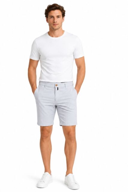 Szorty Chino z Bawełny Błękitne Pierre Cardin