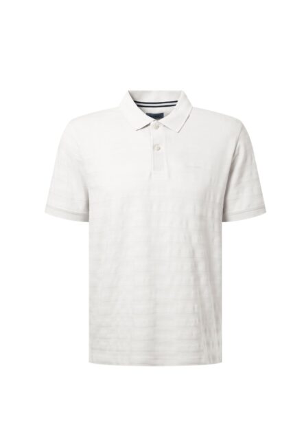 Białe Polo ze Strukturą Pierre Cardin