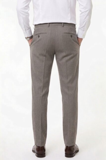 Spodnie Garniturowe Ryan Beżowo-Szare Pierre Cardin
