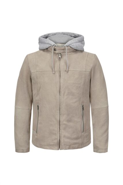 Beżowa Kurtka z Welurowej Skóry Rivoli Milestone