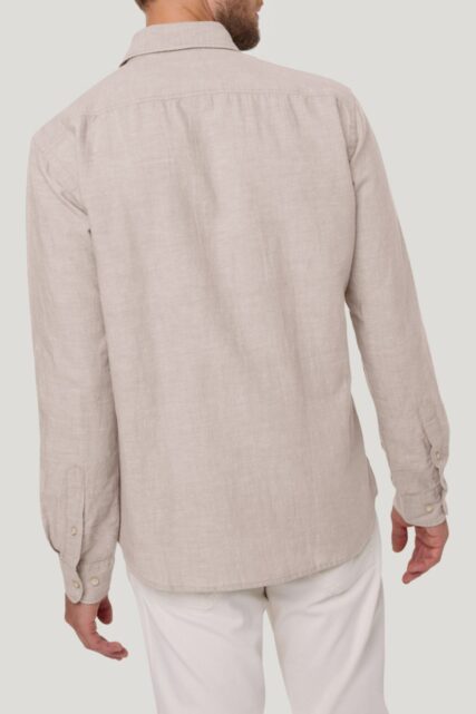 Beżowa Koszula z Lnem Pierre Cardin