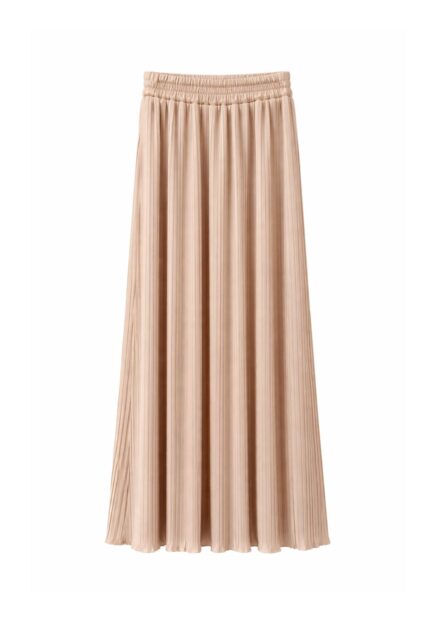 Beżowa Plisowana Spódnica Maxi Kaos