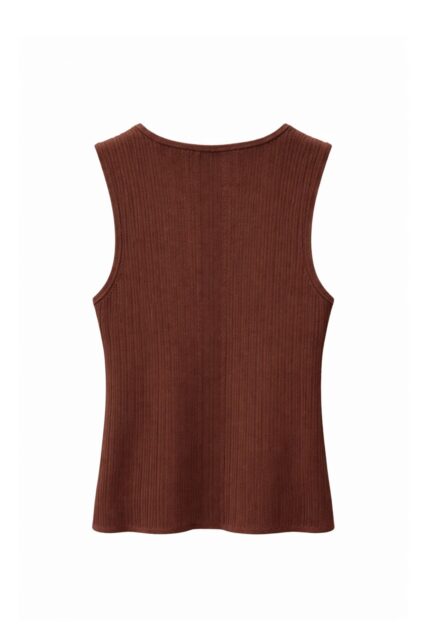 Brązowy Dzianinowy Top Kaos