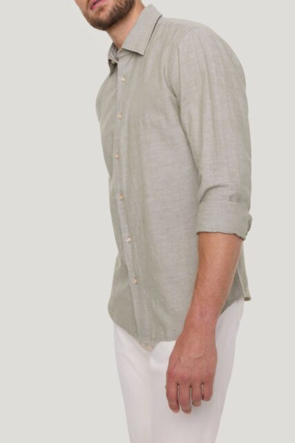 Zielona Koszula z Lnem Pierre Cardin
