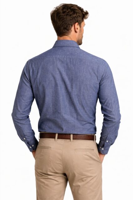 Granatowa Koszula z Lnem Pierre Cardin