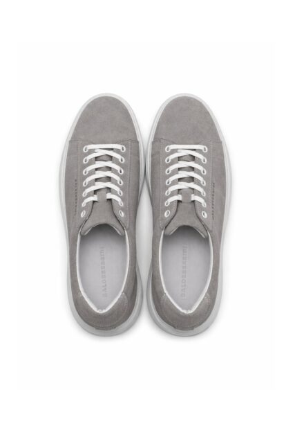 Szare Trampki ze Skóry Zamszowej Baldessarini