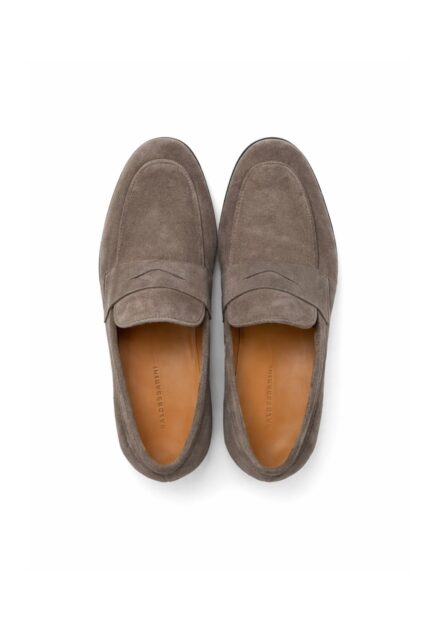 Beżowe Loafersy ze Skóry Zamszowej Baldessarini