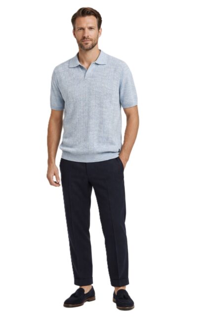 Dzianinowe Polo Błękitno-Białe Sand Copenhagen