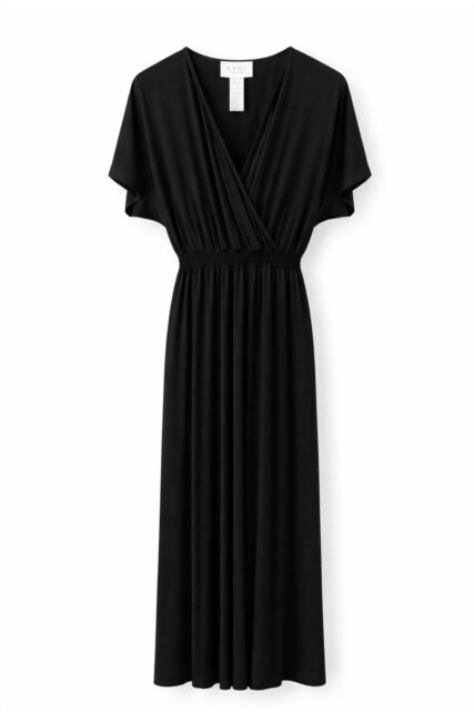 Czarny Kombinezon z Kopertowym Dekoltem Kaos