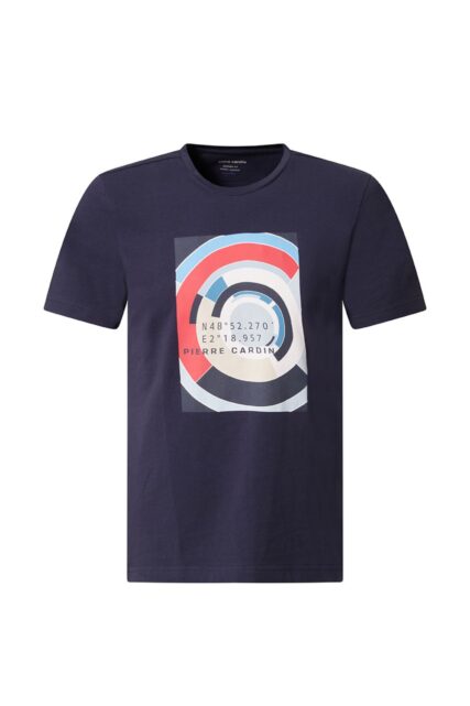 Granatowy T-shirt z Nadrukiem Pierre Cardin