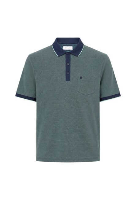 Zielono-Granatowe Polo z Kieszonką Pierre Cardin