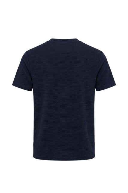 Granatowy T-shirt z Fakturą Seersucker CALA