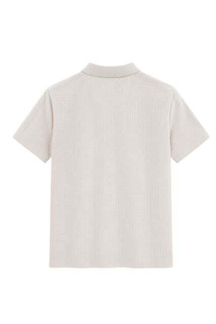 Beżowe Polo ze Wzorem w Kratkę Pierre Cardin
