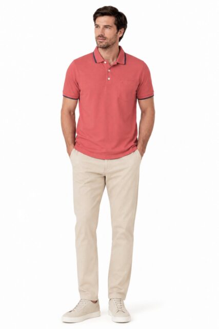 Koralowe Polo z Kieszonką Pierre Cardin
