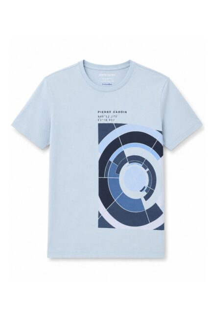 Błękitny T-shirt z Nadrukiem Pierre Cardin