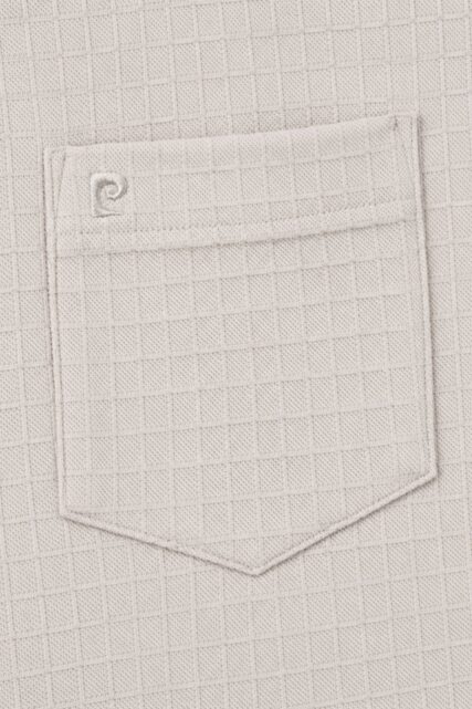 Beżowe Polo ze Wzorem w Kratkę Pierre Cardin