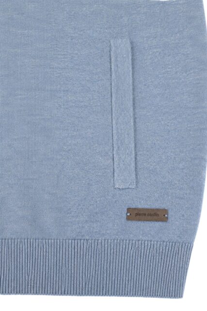 Niebieski Rozpinany Sweter z Bawełny Pierre Cardin